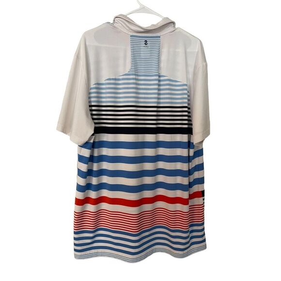 Izod Tour Golf Mens Multicolor Striped Short Sleeved Polo Shirt XL - Picture 3 of 9